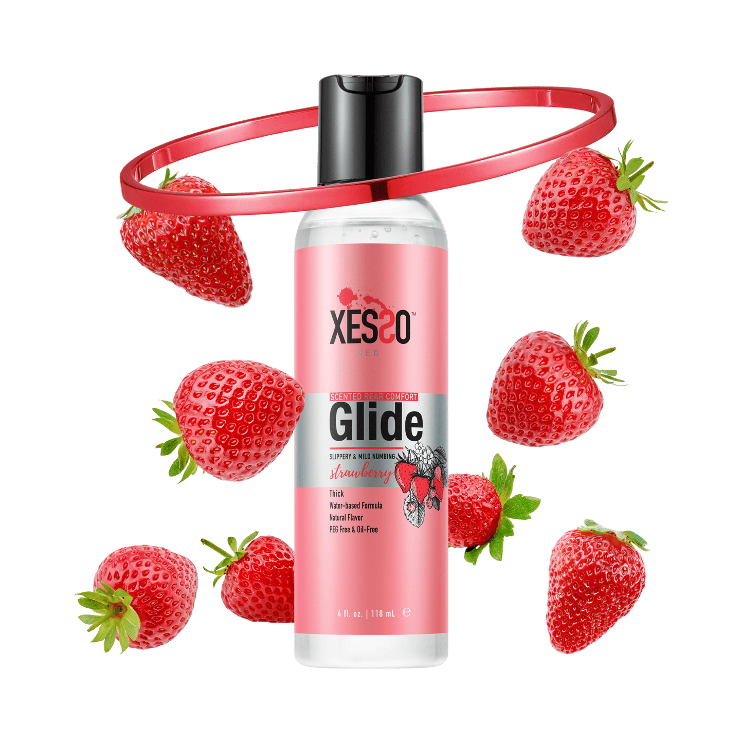 XESSO Lube & More 4 fl. oz. XESSO Scented Rear Comfort Glide 4% Lidocaine, Fresh Strawberry