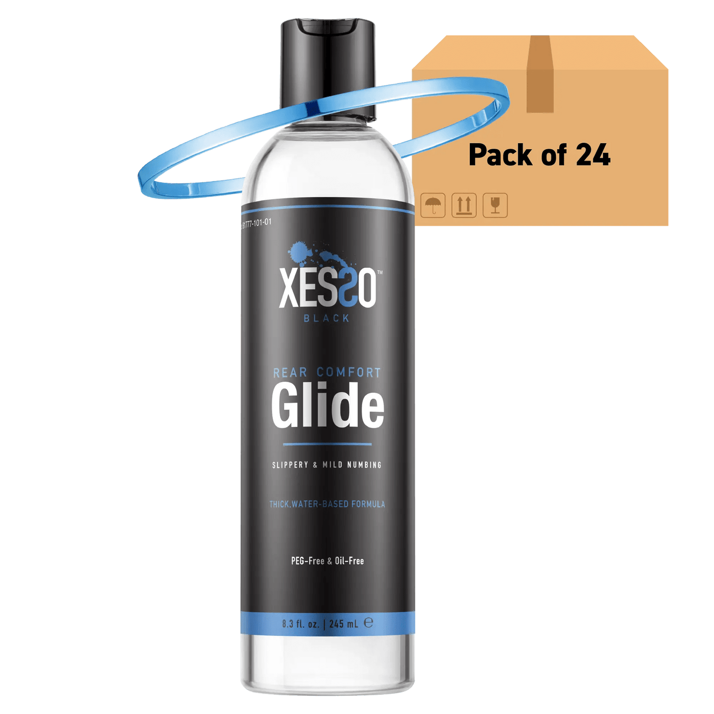 XESSO Lube & More Waterbased Lube XESSO Rear Comfort Lube w/ 4% Lidocaine, 8.3 fl. oz., Pack of 24, Totaling 199.2 fl. oz. / 1.56 gallons, Case-pack